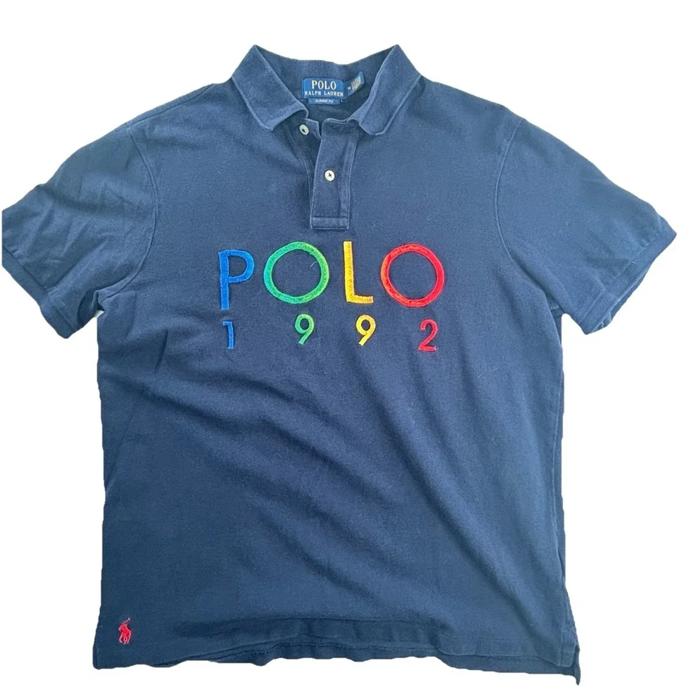 $138‎ Polo Ralph Lauren Classic Fit Polo Shirt Blue Mens M Colorful Preppy Retro